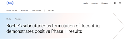 快讯|罗氏阿替利珠单抗皮下制剂可行？给药时间降至3-8分钟